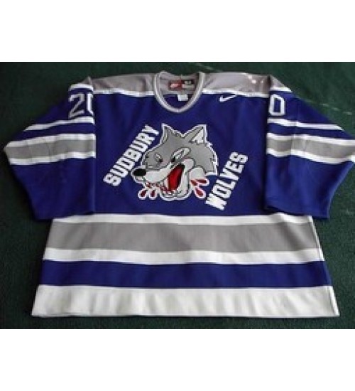 Custom OHL Sudbury Wolves 2000 01 20 Adam Keefe Hockey Jersey Road White